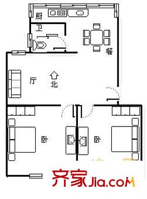 鴻發(fā)小區(qū)戶型圖2居戶型圖 2室
