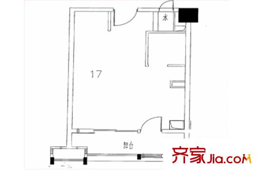 華潤中心小公寓戶型 1室1廳1衛(wèi)1廚