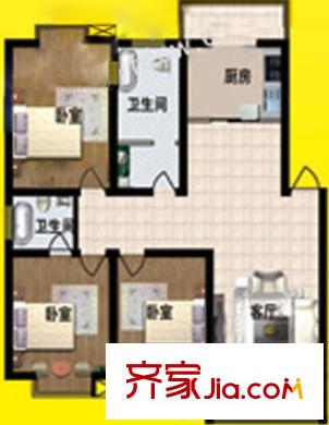 鴻發(fā)小區(qū)戶型圖E戶型 3室1廳2衛(wèi)1廚