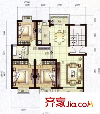 迎春路住宅區(qū) 3室 戶型圖