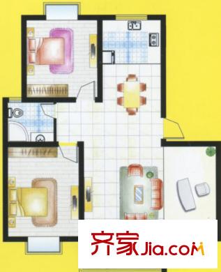 東進花園戶型圖B1 2室2廳1衛(wèi)1廚