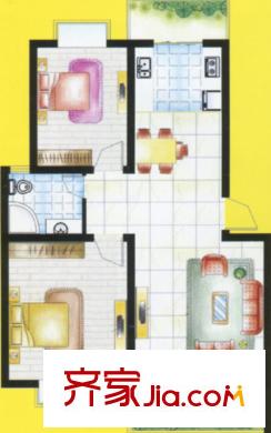 東進花園戶型圖A2 2室1廳1衛(wèi)1廚