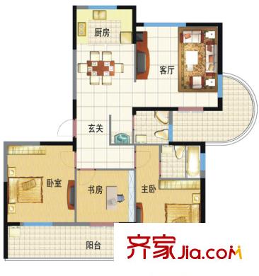 紫東花苑戶型圖戶型A1 