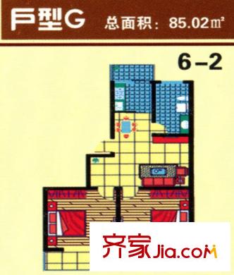 鳳凰花園戶型圖戶型G 2室1廳1衛(wèi)1廚