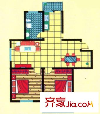 隆澤苑戶(hù)型圖戶(hù)型E1 2室1廳1衛(wèi)1廚