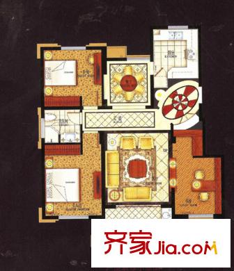 友誼花園戶型圖B戶型-三房?jī)蓮d一衛(wèi)119.6平方米 