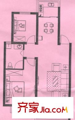 文鑫苑戶型圖a 2室2廳1衛(wèi)1廚