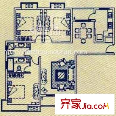 西域綠洲戶型圖G1戶型 3室2廳2衛(wèi)1廚
