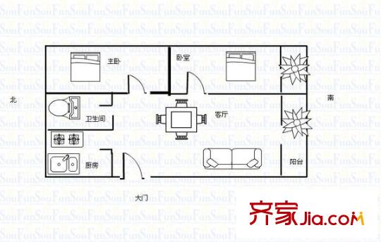 鼓樓小區(qū) 2室 戶型圖