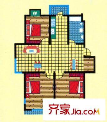 景光南苑戶型圖戶型A1 2室2廳1衛(wèi)1廚