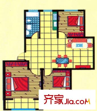 工人新村戶型圖戶型F1 3室2廳1衛(wèi)1廚