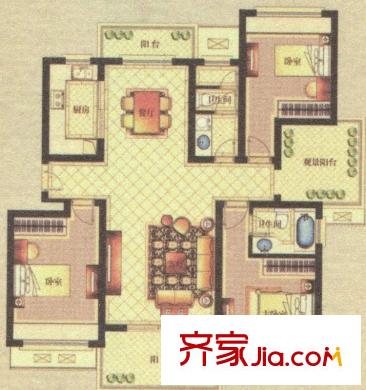 工人新村戶型圖安茹三房 3室2廳1衛(wèi)1廚