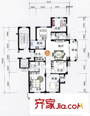 萬達廣場戶型圖戶型圖S 4室1廳2衛(wèi)1廚