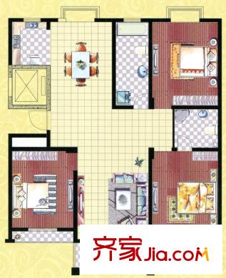 彩云居戶型圖小高層A8幢M戶型 3室2廳2衛(wèi)