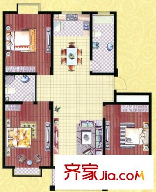 彩云居戶型圖小高層A8幢N戶型 3室2廳2衛(wèi)