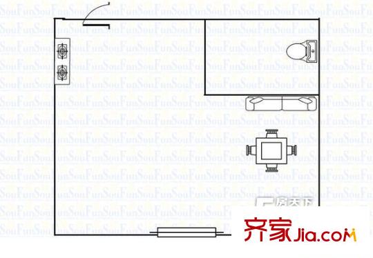 坡子街泰富華庭戶型圖1居戶型圖 1室1廳1衛(wèi)1廚