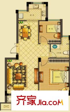 杰盛西苑戶(hù)型圖P12 2室2廳1衛(wèi)1廚