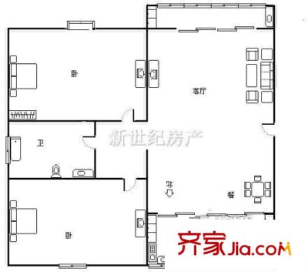 玉堂花園戶型圖2居戶型圖 2室1廳1衛(wèi)1廚