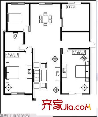 南園小區(qū) 3室 戶型圖
