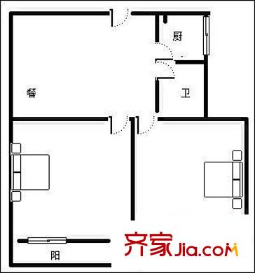 南園小區(qū) 2室 戶型圖