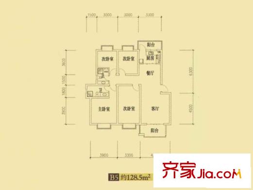 東城國際戶型圖戶型B5 4室2廳2衛(wèi)