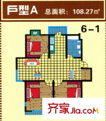 景光南苑戶型圖戶型A 3室2廳1衛(wèi)1廚