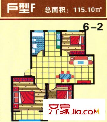 工人新村戶型圖戶型F 3室1廳1衛(wèi)1廚