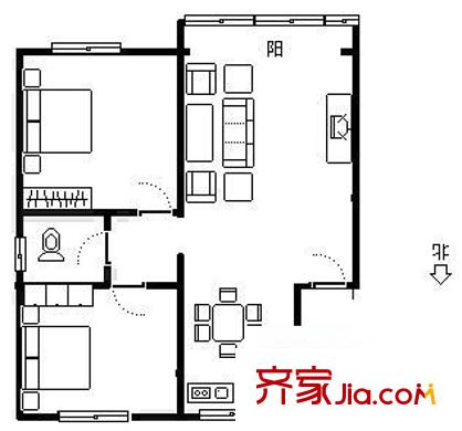 南園小區(qū) 2室 戶型圖