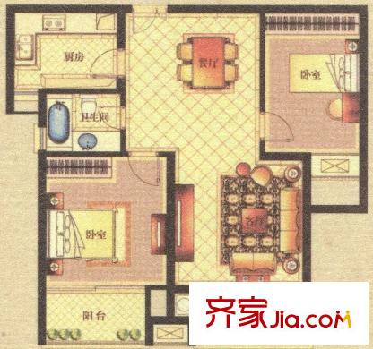 南園小區(qū)戶型圖溫莎兩房 