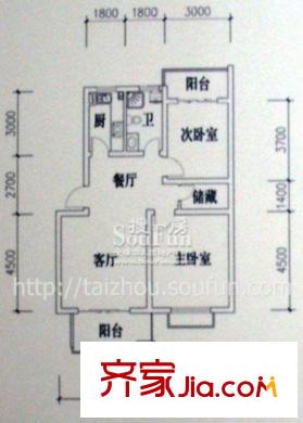 泰河名府戶型圖A1-85.2 2室2廳1衛(wèi)1廚