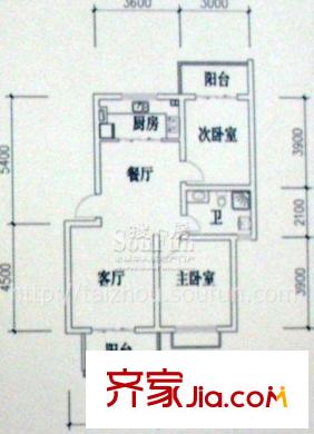 泰河名府戶型圖A2-85 2室1廳1衛(wèi)1廚