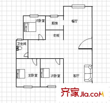 玉堂花園 3室 戶型圖
