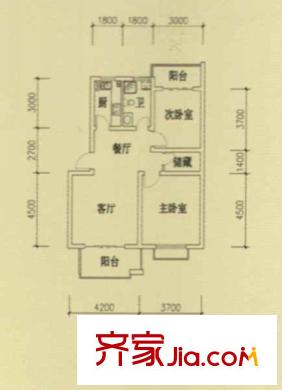 泰河名府戶型圖A1(兩室兩廳85.2)-2室2廳1衛(wèi)85.20平方米 2室2廳1衛(wèi)1廚