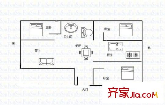 同悅?cè)輬@ 3室 戶型圖