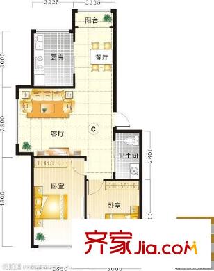 財富廣場 2室 戶型圖