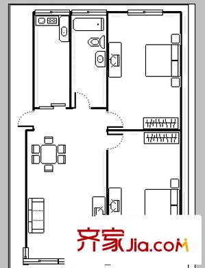 教工三村 2室 戶型圖