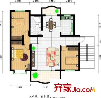 蓮花八區(qū) 3室 戶型圖