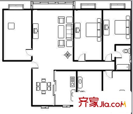 蓮花八區(qū) 3室 戶型圖