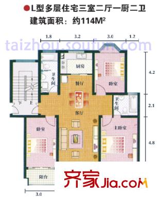 西湖翠苑戶型圖西湖翠園戶型圖 3室2廳2衛(wèi)1廚