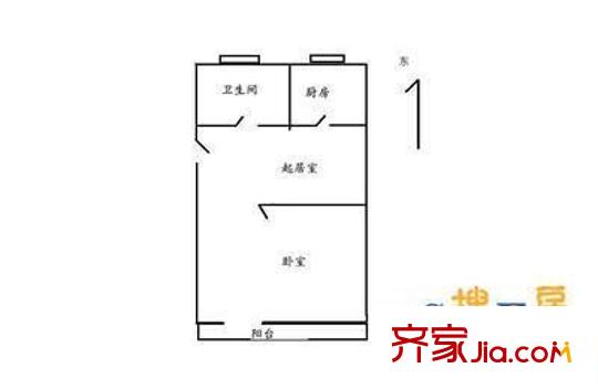 財富廣場戶型圖1居戶型圖 1室1廳1衛(wèi)1廚