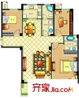 祥云花園戶型圖11#06戶型126平方米 3室2廳2衛(wèi)1廚