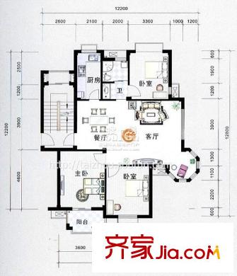 玉城名郡戶型圖戶型圖G 4室1廳1衛(wèi)1廚