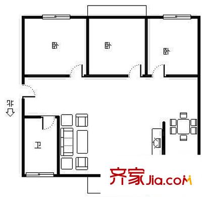 教工三村 3室 戶型圖