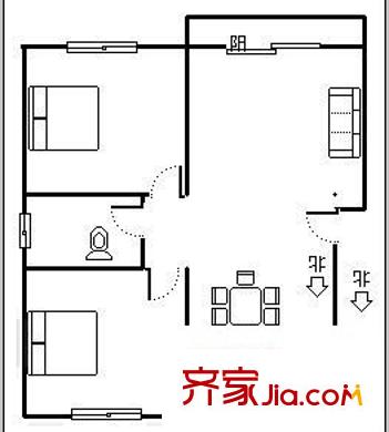 蓮花八區(qū) 2室 戶型圖