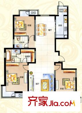 泰州萬達(dá)廣場(chǎng)C1戶型 3室2廳2衛(wèi)