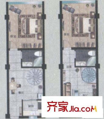 名人國(guó)際戶型F 1室1廳1衛(wèi)1廚