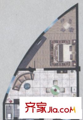 名人國(guó)際戶型J 1室2廳1衛(wèi)1廚