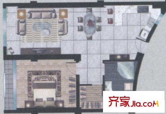 名人國(guó)際戶型k 1室2廳1衛(wèi)1廚