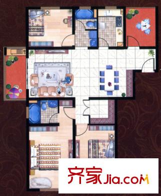同濟(jì)家園B4戶型 3室2廳2衛(wèi)