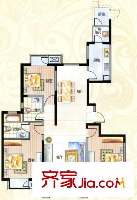 泰州萬達廣場B2戶型 3室2廳2衛(wèi)